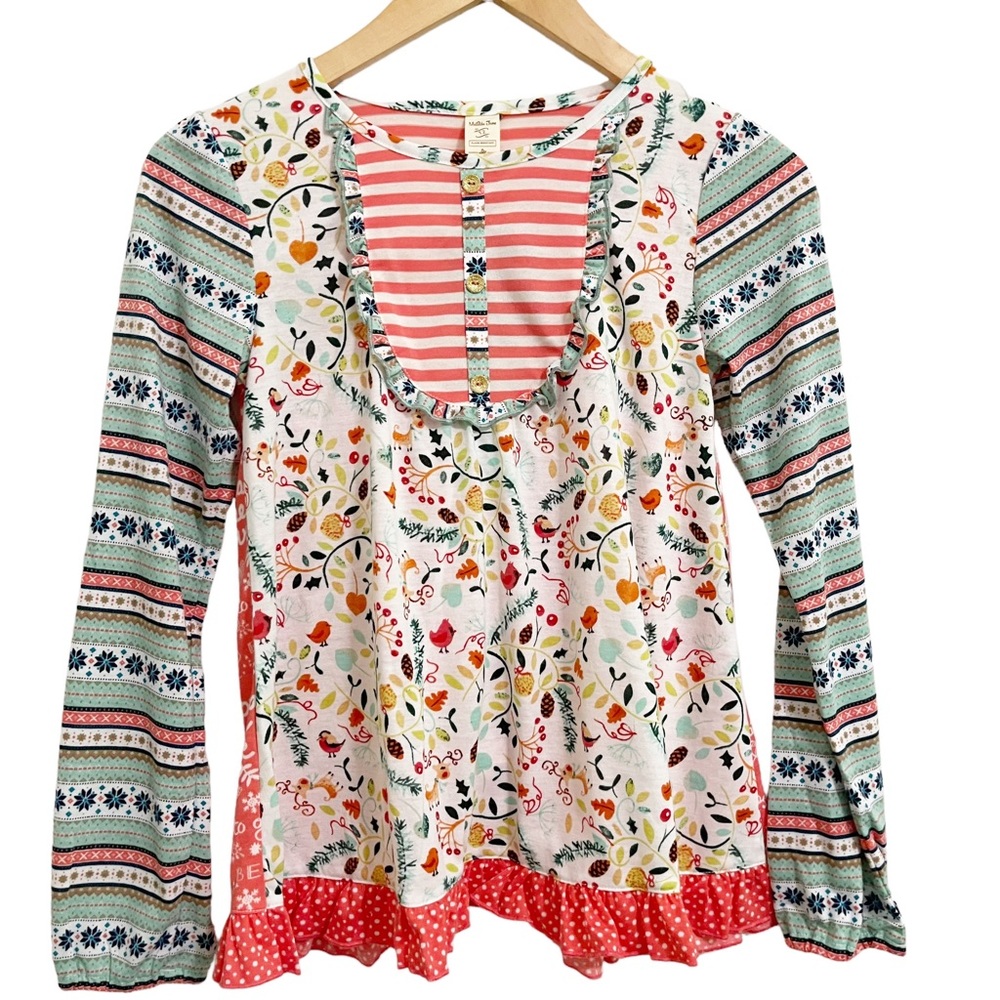 Matilda Jane Pajama Top Long Sleeve Spread Love Create Joy Fair Isle NWT Size 12